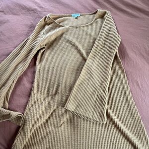 EARTHBOUND Mustard Waffle Knit Top